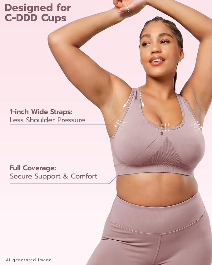 FITTIN Adjustable Sports Bra for Large-Bust: Adjust Support for Workout | No More Settling Dial in Your Perfect Fit Full Coverage No Spillage for Gym & Yoga - for C–DDD Cup Plus Size Large Bust Women