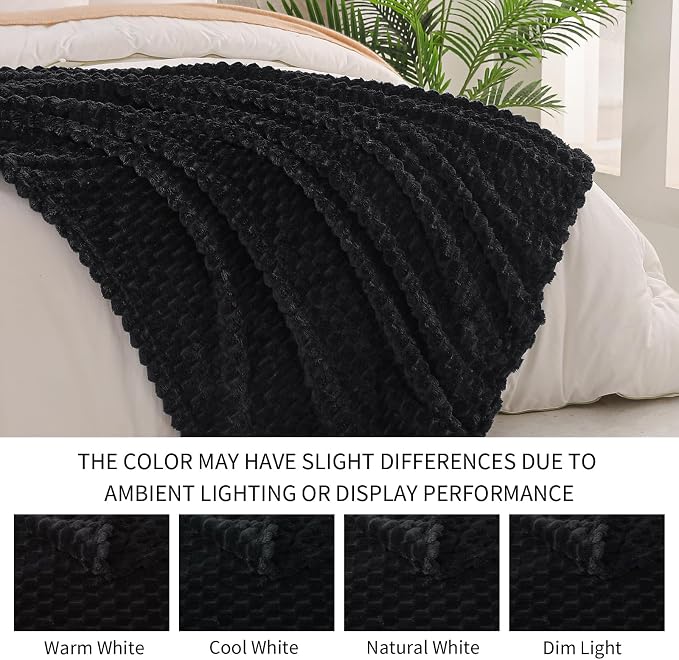 Exclusivo Mezcla 3D Fleece Twin Size Blanket for Bed, Black | Extra Soft Fuzzy Plush Lightweight Bed Blankets, Cozy Fluffy Decorative Blankets for All Seasons, 60x80 Inches