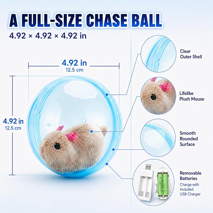 Cat Toys Interactive Smart Ball Automatic Rolling Rush Giant Hamster Moving Indoor Stimulation Wiggly Electronic Bored Adult Self Play Fun Motion Mouse Dog Small Kitten Accessories
