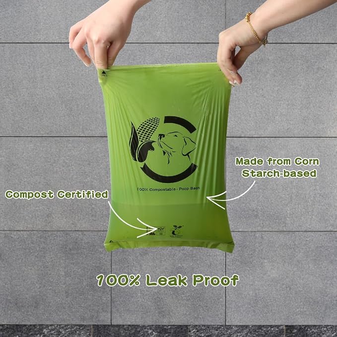 Certified Home Compostable Dog Poop Bags, 270 Plant Based Bags (18 Rolls) | TÜV AUSTRIA Home Compost, ASTM D6400, EN 13432 and NF T51-800 Certified, Extra Thick, Unscented, Leak Proof, Cornstarch
