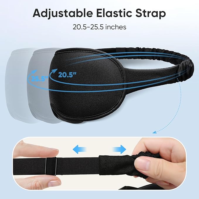 Weighted Eye Mask for Sleeping - Sleep Mask for Women & Men, Blackout 3D Contoured Sleeping Mask for Side Sleeper, Zero Pressure Soft Night Eye Cover with Adjustable Strap for Travel, Black