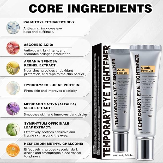 Temporary Eye Tightener, Perfection Primer Tightener Eye Cream, Instant Eye Tightener Easy-Wear Formula – Ultimate Lift & Smooth Finish 20mL/0.676OZ