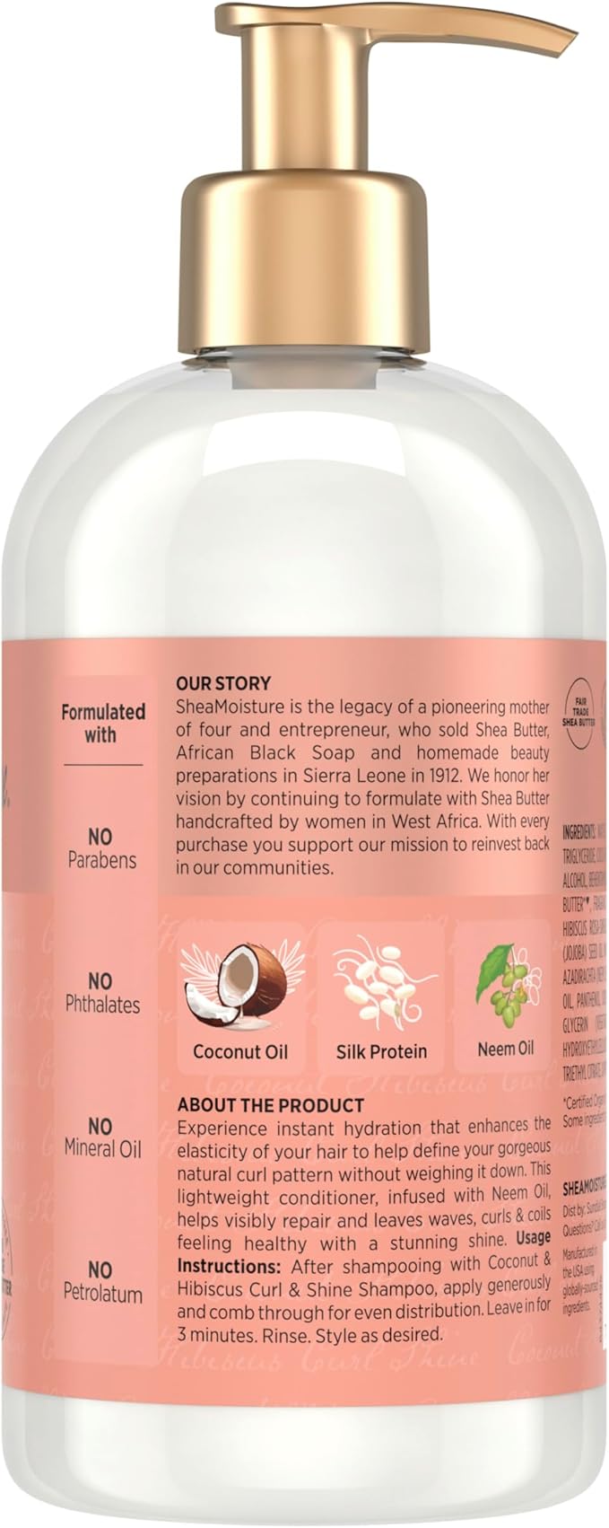 SheaMoisture Curl & Shine Conditioner Coconut & Hibiscus, for Thick, Curly Hair to Moisturize & Soften, 13 oz