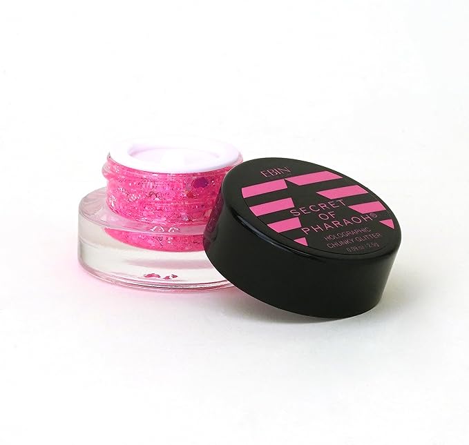 Secret of Pharaoh Holographic Chunky Glitter Gel for Face, Body, Hair - Pink Passion | Vibrant Colores, Festival and Party Makeup - Versatile and Long-Lasting Dazzling and Shimmering Effect