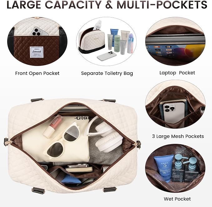 LOVEVOOK Travel Duffle Bag,Weekender Bags for Women with Shoe Compartment，Carry on Overnight Bag with Toiletry Bag,Gym Duffel Bag with Wet Pocket, Hospital Bags for Labor and Delivery