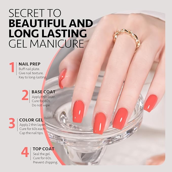 GAOY Orange Gel Nail Polish, 16ml Soak Off Gel Polish, UV Light Cure for Nail Art DIY Manicure at Home, 2446 Coral Orange