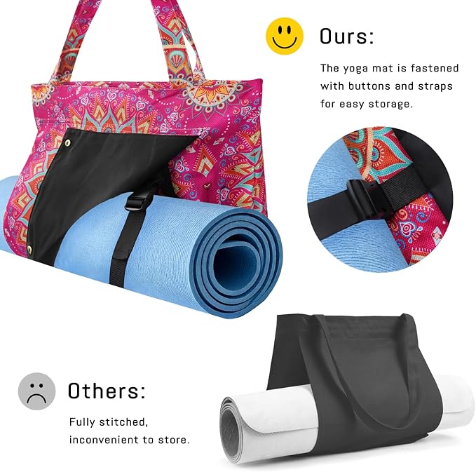 Mandala Yoga Mat Bag Large Yoga Bags and Carrier Fits All Your Stuff Yoga Tote Bags with Zipper Pocket Pilates Bag