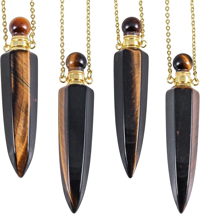 TUMBEELLUWA Crystal Perfume Bottle Necklace for Women Men | Faceted Crystal Point Necklace, Essential Oil Diffuser Vial Necklace, Openable Locket Bottle Jewelry for Daily Wear