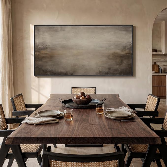 Large Framed Abstract Wall Art for Living Room, Horizontal Brown Modern Canvas Prints Paintings Artwork for Walls, Neutral Minimalist Rustic Pictures for Bedroom Farmhouse Dining Room Wall Decor 30x60