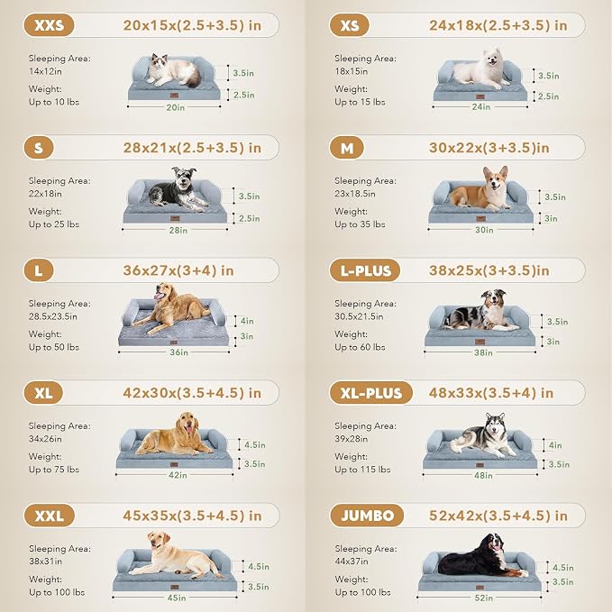 Orthopedic Waterproof Dog Bed with Bolster for Extra Large Size Dogs | Pillow Support for Neck Relief, Egg Crate Foam, Waterproof Liner, Anti-Slip Bottom, Removable Bolster Cover, 48 x 33 Inch