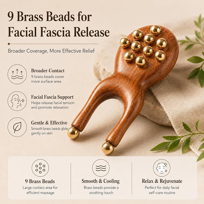 Scarab Acupressure Tool, TMJ Relief Products Jaw Massage Tool, Wooden Pressure Point Massager for Facial Fascia Massage, Jawline, Face & Neck Relaxation, Facial Reflexology Tool