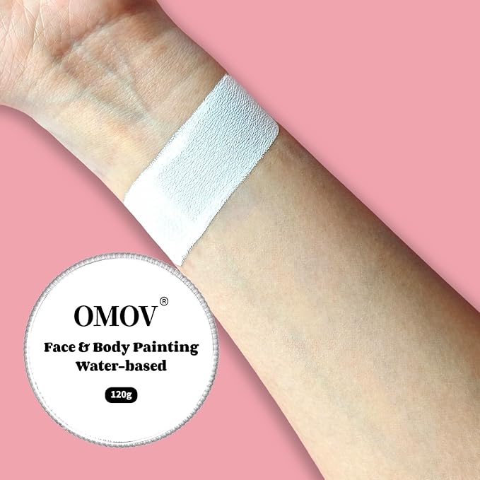 White Face Paint 120g (4.23 oz) Non-Toxic,Water Activated Face Painting Kit for Kids Adults,SFX Makeup Facepaint Palette for Halloween, Cosplay, Theater Party,Skeleton Skull Joker Special Effects