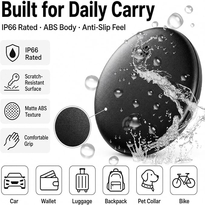 GPS Tracker for Vehicles No Subscription for Android & iOS, Bluetooth | Car Tracker Tag Tracker Device Compatible with Apple Find My & Google's Find Hub for Key, Luggage Wallet Kid Pet