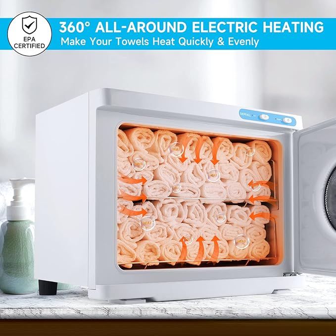 Hot Towel Warmer, Professional 23L Large Capacity Hot Towel Cabinet with See-Through Window, 2-in-1 Spa Towel Warmers for Facials, Barber, Salon, Esthetician, Gym, Hotel, Home Use (White)