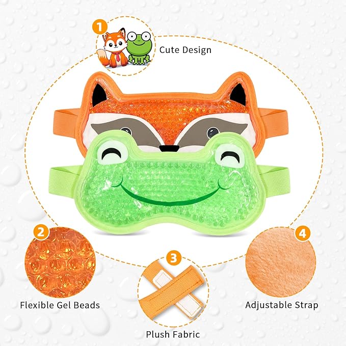 2PCS Adorable Cooling Eye Mask Gel Eye Mask, Reusable Hot Cold Therapy Cold Eye mask for Post Surgery, Puffiness, Dark Circles, Eye Bags, Dry Eyes
