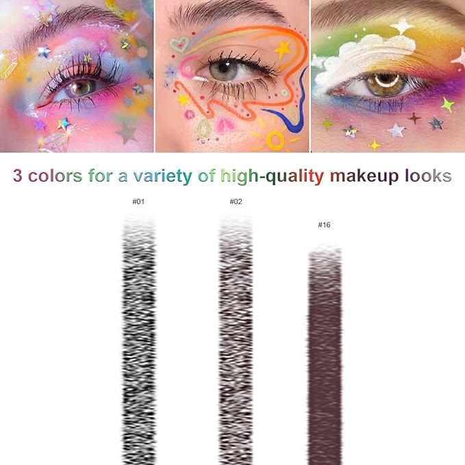 3 Colorful Eyeliner Pen Set, Eye Shadow Pencil, Pearl Eyeliner Kit Metallic Glitter Eye liner Pencil for Women Eye&Lip Liner Professional Colorful Eye Makeup Color Set (3PCS E)