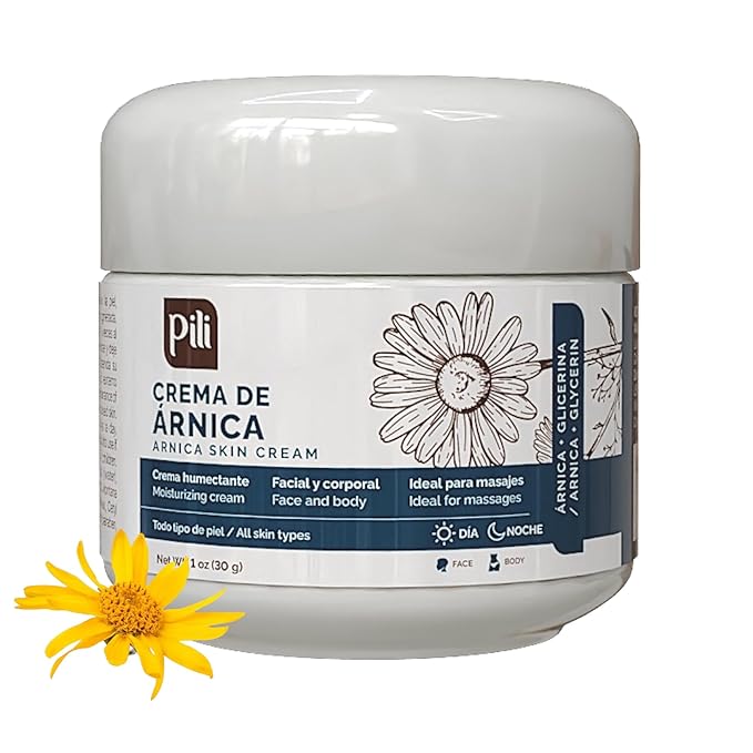 Pili Arnica Cream Hydrating Moisturizer for Face & Body. Soothes Bruised, Dry & Irritated Skin. Fast-Absorbing, Non-Greasy, Unscented. 1 oz