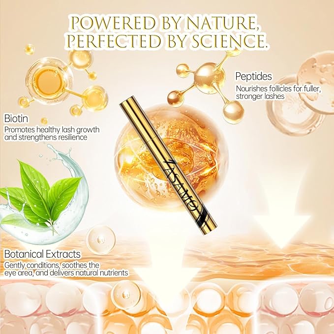 Eyelash & Eyebrow Growth Serum-2-in-1 Lash & Brow Enhancer for Longer, Thicker, Fuller Looking Lashes - Advanced Peptide Formula, Vegan & Cruelty-Free, Safe for Sensitive Eyes - 3ml (Carbon Gold)