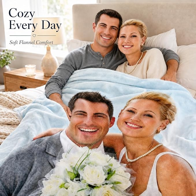 Custom Soft Fleece Bed Blankets Photo Blankets for Girlfriend Wife Anniversay Wedding Gifts,Personalized Photo Blankets Lightweight Cozy Warm Outdoor Picnic Blanket for Camping Travel