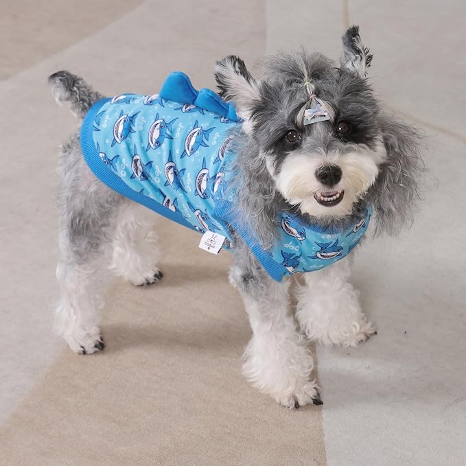 CuteBone Dinosaur Costume Dog Shirt, Stretchy Velvet T-Shirt Clothes for Small Dogs, Soft & Breathable Pet Tee Outfit Cat Apparel for Daily Wear, Cozy Pullover Design Puppy Fashion COSBX04S