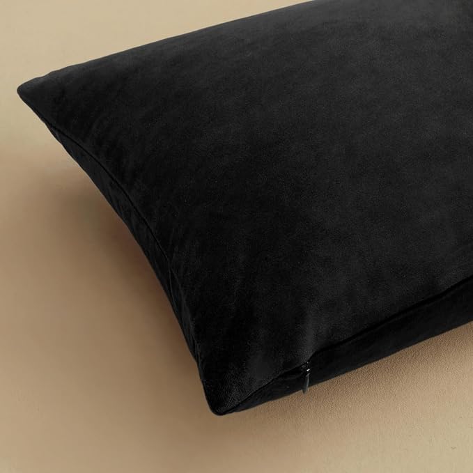 MIULEE Velvet Throw Pillow Covers 18x18 Inch Pack of 2 Black | Soft Solid Decorative Pillow Covers, Modern Luxury Home Decor, for Couch Chair Sofa Bedroom Livingroom