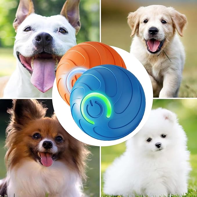 Smart Jumping Ball Toy for Dogs, Duraspin Dog Bouncing Ball, Interactive Bouncing Toys for Puppy Toys （2Pack-Orange & Bule）