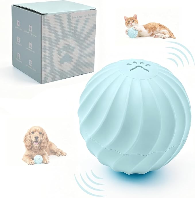 Smart Interactive Dog Toy Ball for Dogs and Cats, Motion Activated Auto Rolling Bouncing Pet Ball, IP67 Waterproof, Bite Resistant Rubber, USB-C Rechargeable, 2 Modes