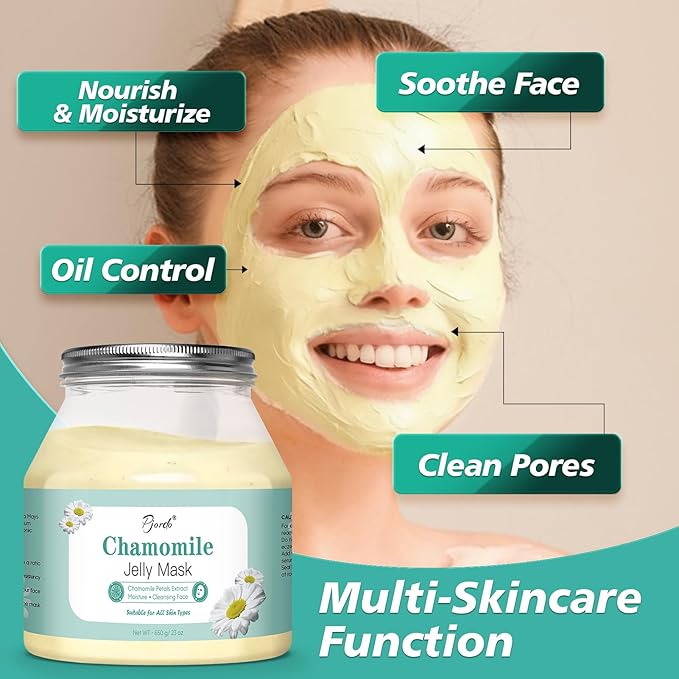 Powder Jelly Mask for Facials Professional, Peel Off Facial Mask for Hydrating & Moisturizing, Hydrojelly Mask for Women Men Skin Care, Home DIY Spa Use for All Skin with Chamomile Petals