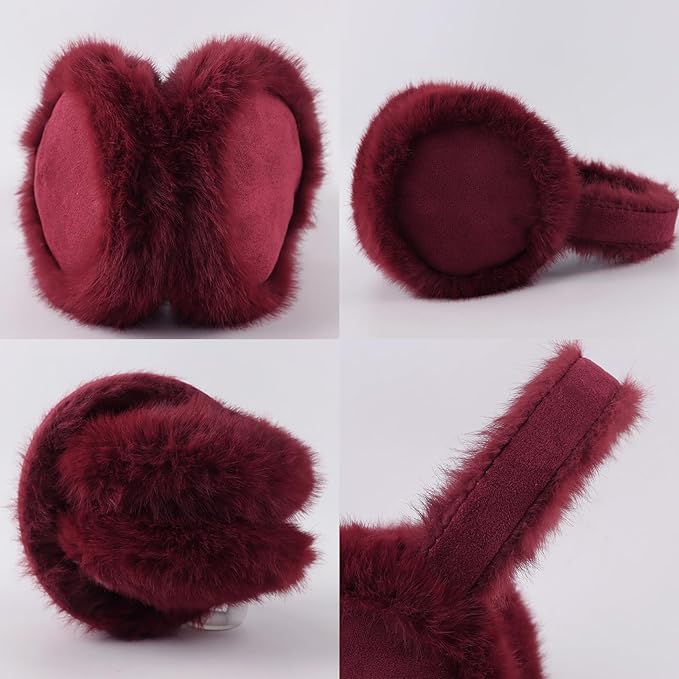 Zsedrut Winter Women Earmuff Foldable Ear Warmer Fluffy Ear Cover Warm Outdoor