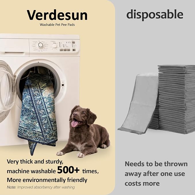 Washable Pee Pads for Dogs, Reusable Puppy Potty Training Pads, Ultra-Absorbent Thick Waterproof Leak-Proof Non-Slip Pads & Mat for Crate, Playpen, Floor, Whelping & Housebreaking , 2 Pack 48"x48"