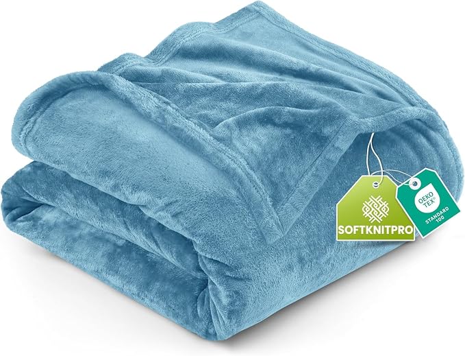 Utopia Bedding Soft Fleece Bed Blanket Twin Size Washed Blue (90x66 Inch) | Microfiber Plush Warm Lightweight Breathable Cozy Blanket Anti-Static, All Season Use, Gift for Women and Men