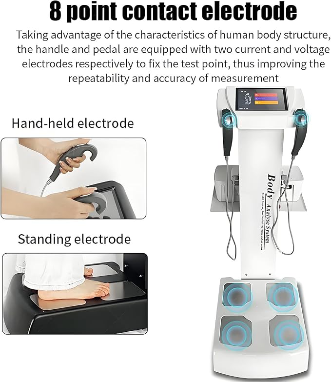Professional 3D Scanner Analyzer Body Composition Analysis Height Weight Body Fat Percentage Visceral Fat Test, Body BMI Measuring Body Element Detection Composition Analyzer with Printer White