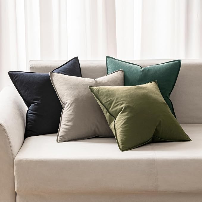 MIULEE Euro Shams Decorative Linen Pillow Covers 24x24 Inch Navy Blue | Pack of 2, Boho Farmhouse Modern Soft Accent Throw Pillows, Neutral Cushion Covers, Home Decor for Bed Sofa Couch Living Room