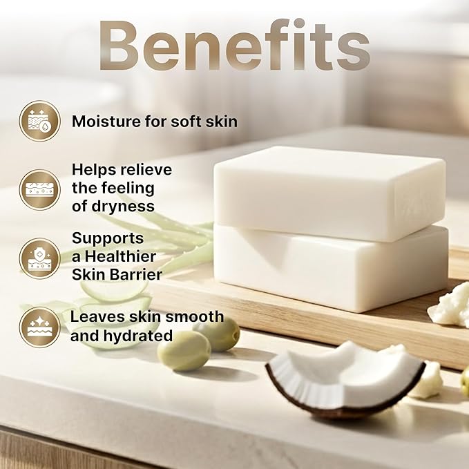 Shea Butter & Castor Oil Soap Bar - Advanced Hydration & Gentle Skin Cleansing Moisturizing Face & Body Wash - Natural Korean Cold-Pressed Formula with Castile Oil, Vitamin E & Aloe Vera - 2 Pack
