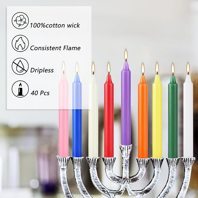 40 Pack Assorted Color Spell Chime Candles, 4 Inch Mini Taper Candles for Home Decor Kitchen Decor Wedding Decoration-10 Colours,Great for Casting Chimes, Rituals，Christmas Candles
