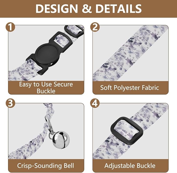 Floral Watercolor Comfortable Cat Collar, 2 Pack Cat Collar Breakaway with Bell