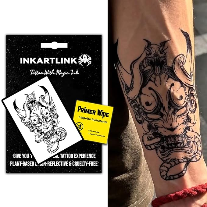INKARTLINK Semi Permanent Temporary Tattoos, Realistic Tattoos, Suitable for Domineering Men's Tattoos, Waterproof and Non-reflective, Exquisite Packaging, Unique Design(Snake Prajna)