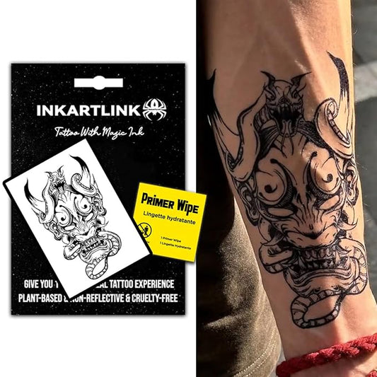 INKARTLINK Semi Permanent Temporary Tattoos, Realistic Tattoos, Suitable for Domineering Men's Tattoos, Waterproof and Non-reflective, Exquisite Packaging, Unique Design(Snake Prajna)