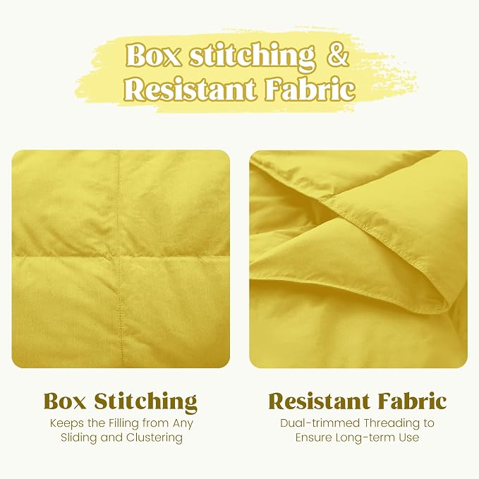 puredown® Soft Feather Down Throw Blanket Lightweight Packable Couch Throw for Indoor and Outdoor Use, 50"X70", Yellow