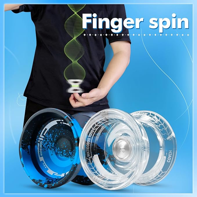 WATIEOBOOyoyo 2-Piece Set - P02+M18 Crystal Yo yo and M18 Camouflage (Black and Blue) yoyo, Suitable for Beginners, and Professional Adults Trick Yoyo, Competition and Performance yo yo