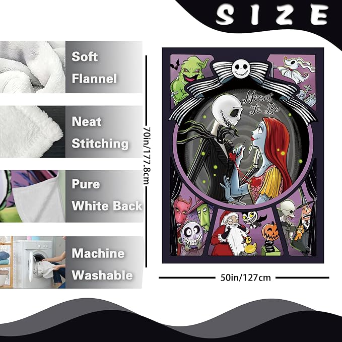Pycat Gothic Skeleton Couple Throw Blanket 50x70in, Spooky Halloween Decor | Flannel Fleece Blanket, Soft Cozy Bedroom Living Room Sofa Bed Blanket for Adults Kids, Goth Romance Gift