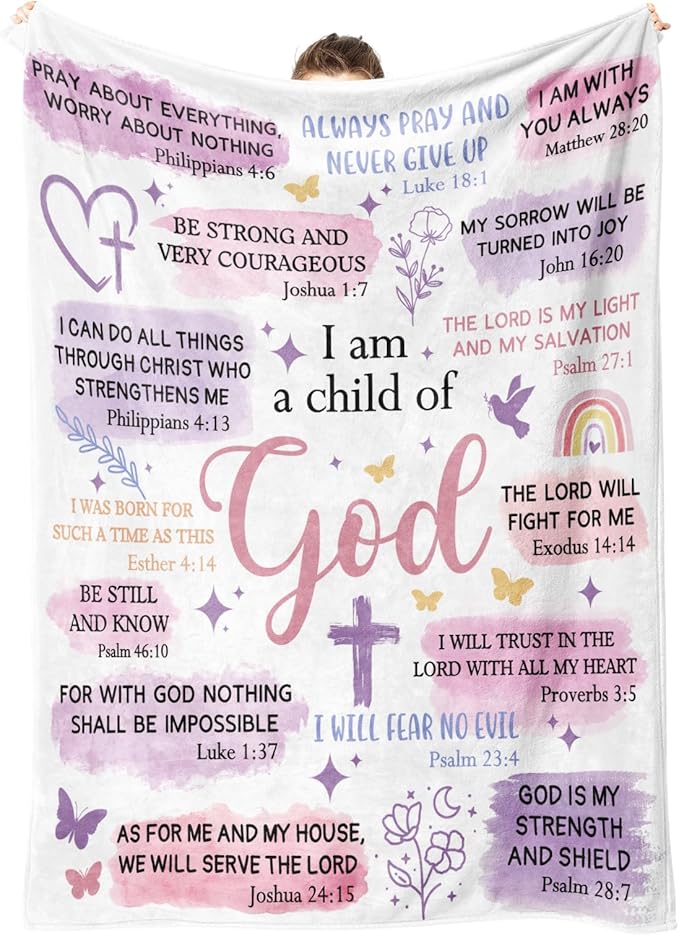 Baptism Gifts for Girl, Christian Blanket, Teen Girl Gifts Trendy Stuff | Christian Birthday Gifts for Teen Girls, Women, I Am a Child of God Blanket, First Communion Gifts for Girls(50 * 60)
