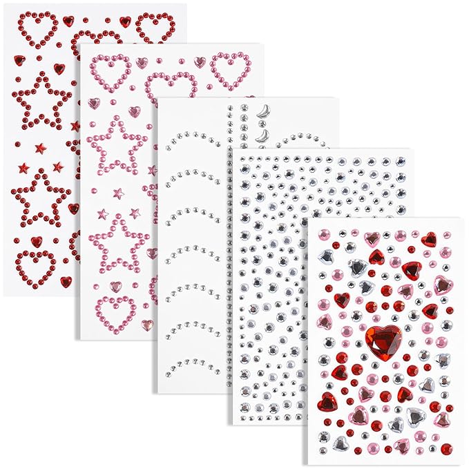 Teenitor Self Adhesive Face Gems, Face Jewels for Women, Gem Stickers Face Rhinestones, Rhinestone Stickers for Face, Eye, Hair