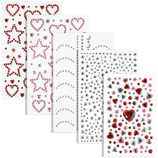 Teenitor Self Adhesive Face Gems, Face Jewels for Women, Gem Stickers Face Rhinestones, Rhinestone Stickers for Face, Eye, Hair