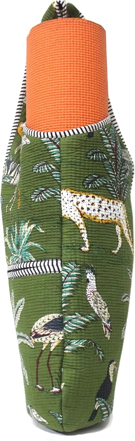 INDIAN CRAFT CASTLE Yoga Mat Bag | Tote Mat Bag | Sling Yoga Tote w/Large Side Pocket & Zipper Pocket | Yoga Mat Carrier Fits Most Size Mats