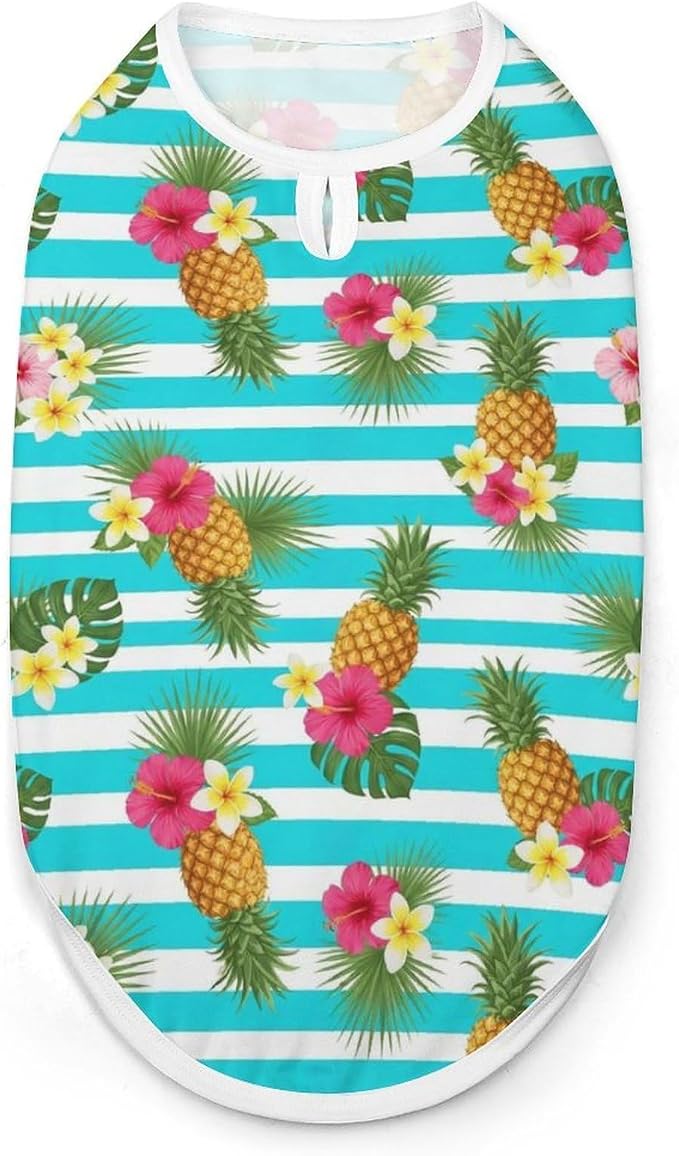 Cute Cat Shirt Soft Breathable Clothes Dog Tank Tops for Small Large Pet Pineapple Pink Flowers