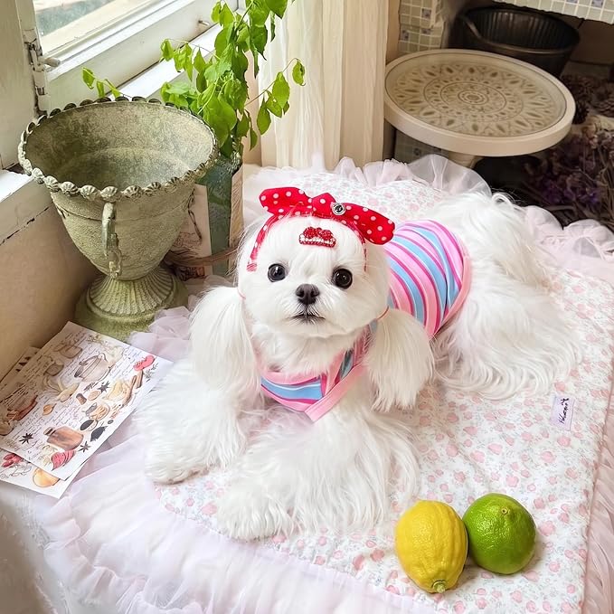 Soft Striped Dog Shirt, Cozy Warm pet Vest for Small Medium Dogs, Classic Puppy cat Clothes for Indoor Outdoor Outfits