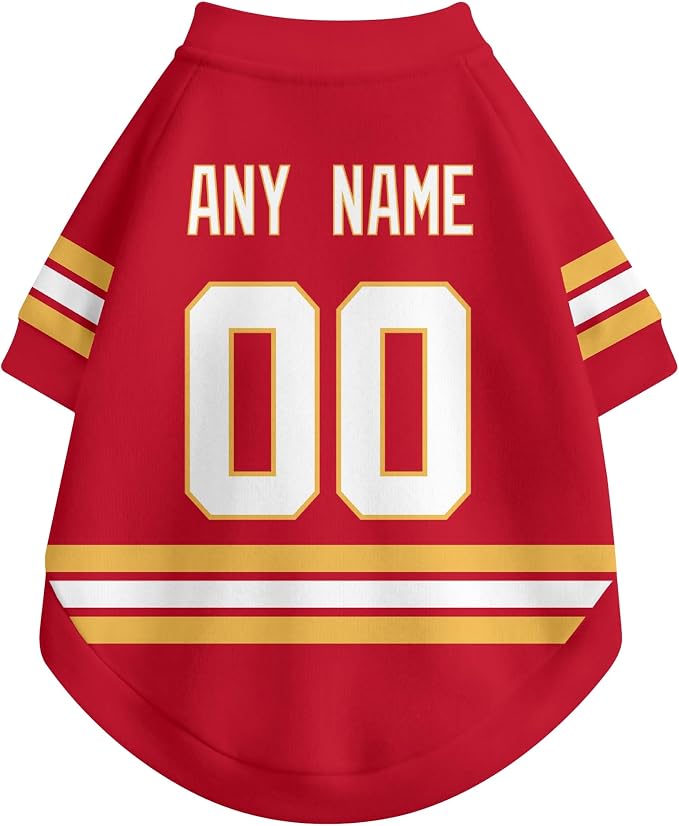 Calgary Dog Clothes Personalized Pet T Shirt for Dogs Gift | Custom Name Number Jersey Style Pet Shirt for Dog