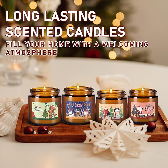 24 Pack Christmas Scented Candle Gift Set, Jar Candle Set (3.5 oz) | Premium Natural Soy Wax Candle,Clean-Burning & Long-Lasting,The Ultimate Christmas Gift & Holiday Decor