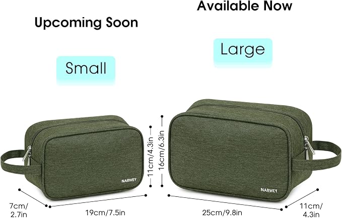 Narwey Travel Toiletry Bag for Women Traveling Dopp Kit Men Travel Bag for Toiletries Cosmetic Bag Makeup Bag Medicine Bag for Traveling (Army Green)